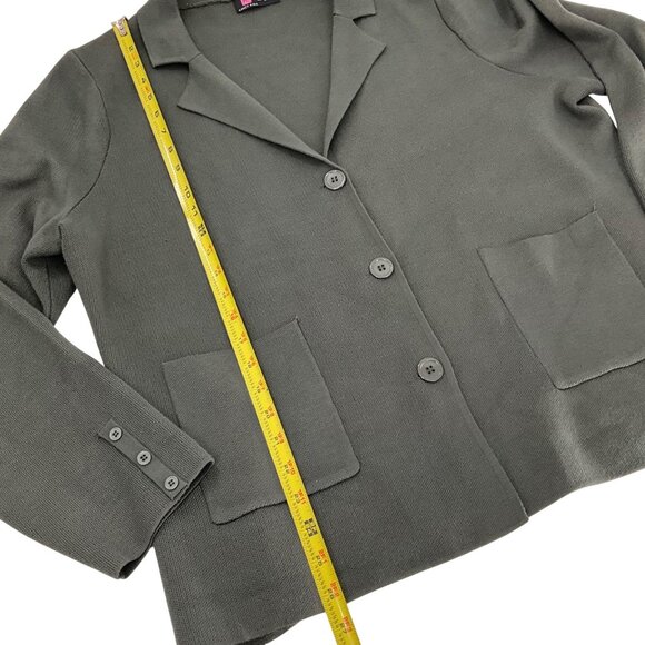 Kancy Kole Womens Olive Green Knit Blazer Cardigan Pockets Button Cuffs Size 2XL - Picture 7 of 8